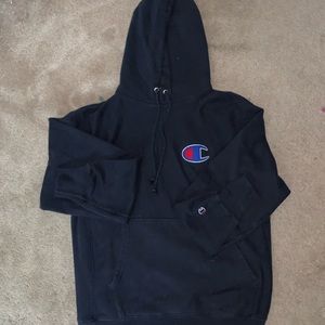 Blue Embroidered Champion Logo Champion Hoodie